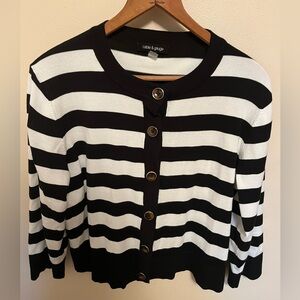 Cable & Gauge Black and White Button-Up Cardigan